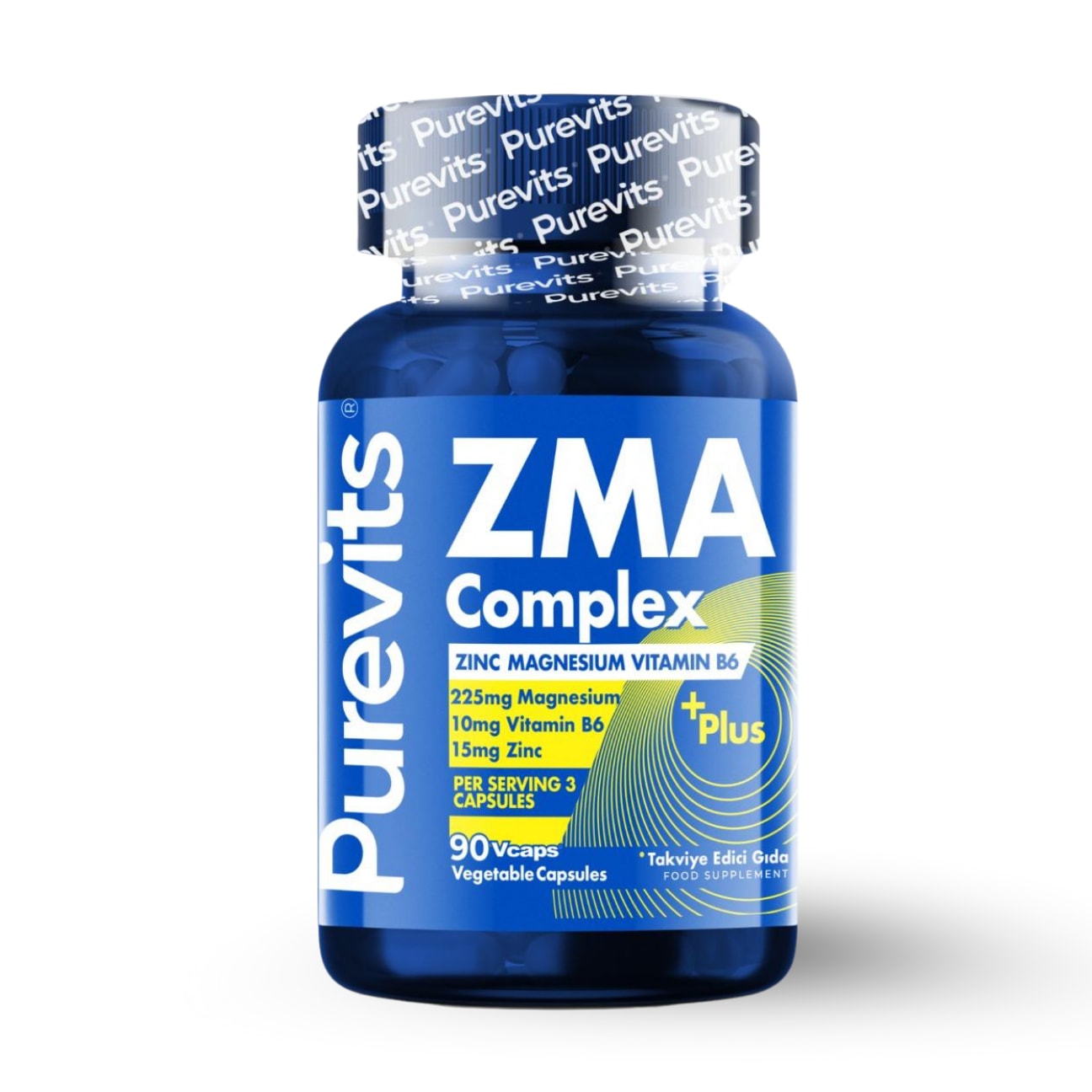 Magnezyum, Çinko, Vitamin B6, 90 Bitkisel Kapsüllü ZMA Complex